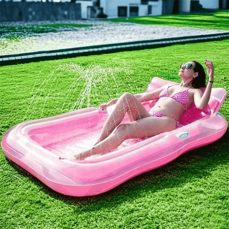 🥳2026 HOT SALE🥳💞50K+ SOLD!😎💦 49% OFF! Inflatable Tanning Pool Lounger – Smart spray cools you automatically. Detachable pillow, cup holders & safety handles. Holds 2 adults (350lb). Perfect for garden or beach! 🏖️🌞