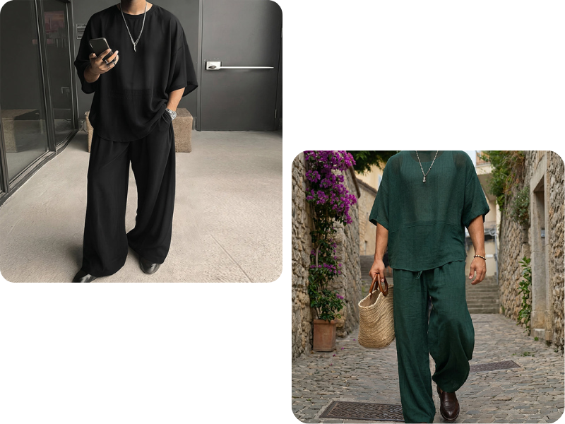 🎁2026 New Arrivals 49% OFF💥Men's T-Shirt & Wide-Leg Pants 2-Piece Set