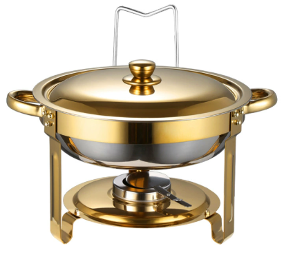 🧑🍳The same as in a five-star buffet restaurant🍽️Stainless Steel Chafing Dish Buffet Set 5QT with Fuel Can Rack, Gold Food Warmer for Parties
