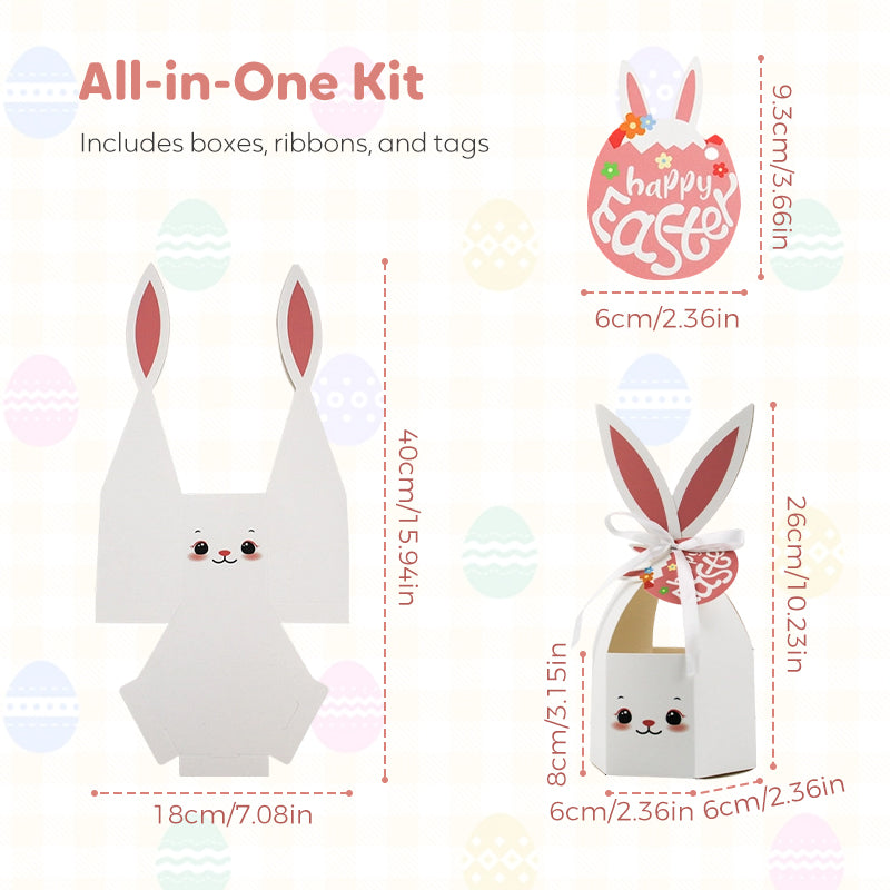 🥳2026 HOT SALE🥳💞60% OFF!✨ 💝10PCS Easter Bunny Treat Boxes with Ribbons & Tags