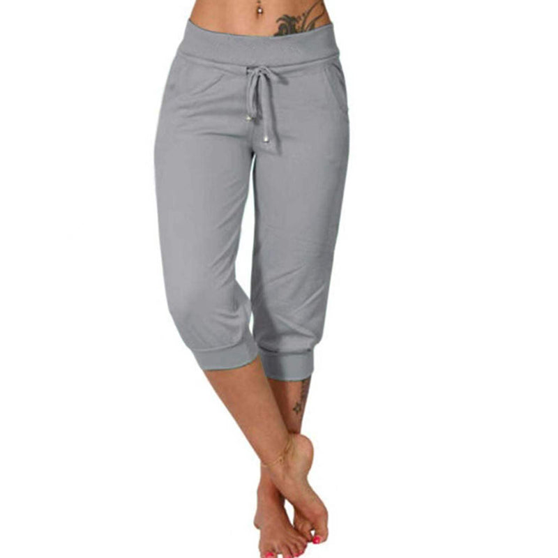 ⚡49% OFF⚡Drawstring Waist Cropped Sweatpants – Soft Polyester, Capri-Length & Side Pockets