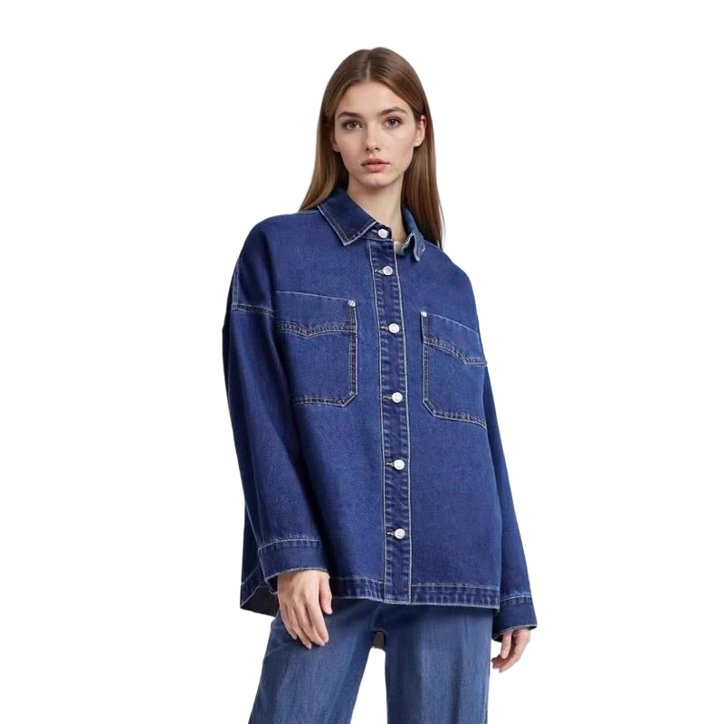 ✨ 49% OFF NOW! 🧥 Women's Casual Long Sleeve Denim Shirt Jacket – Oversized Fit & Chest Pockets