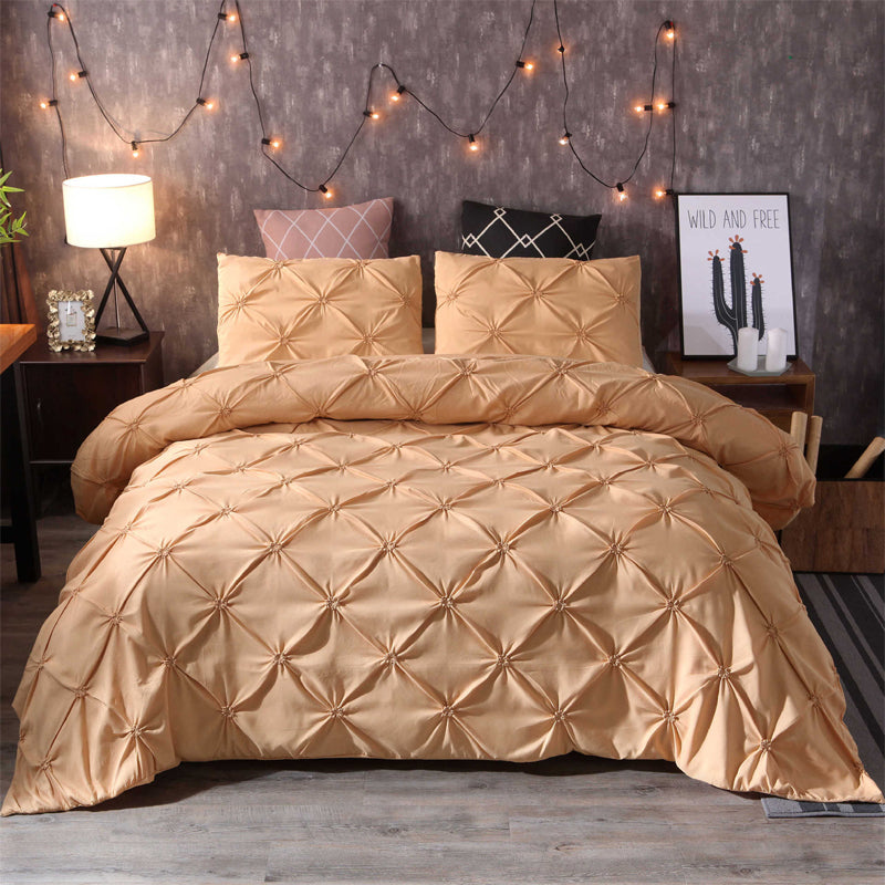 Elegant Pleated Duvet Cover Set – Hidden Zip, Machine-Washable & Fade-Resistant (Includes Matching Pillowcases)