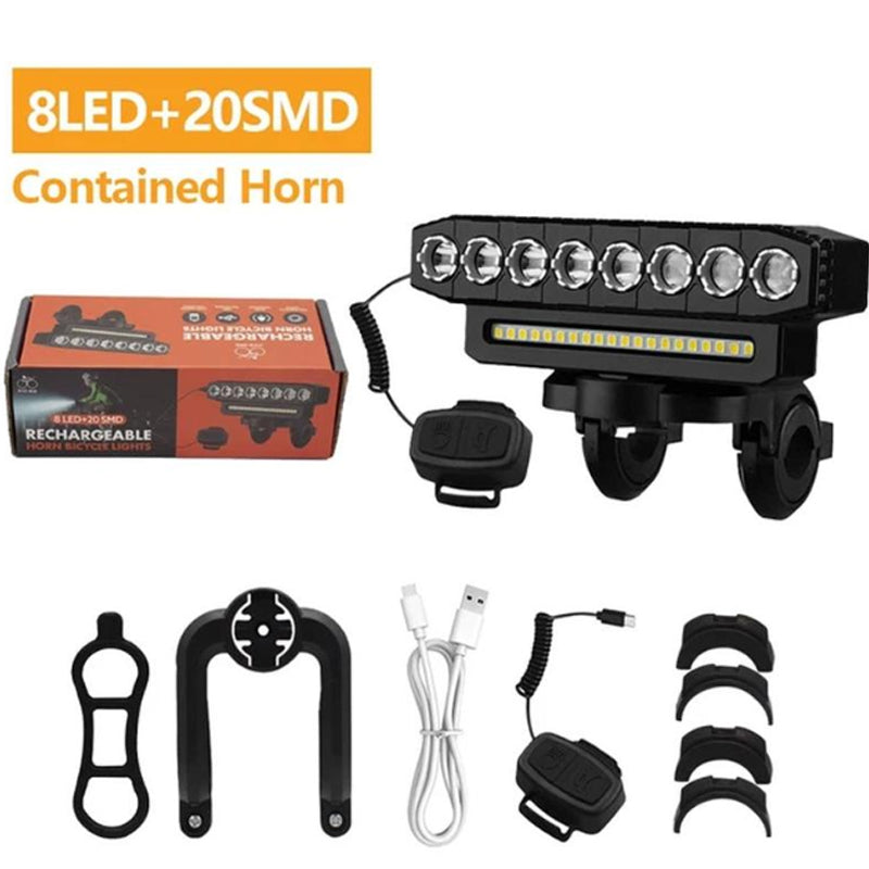 🚴 LIMITED-TIME 49% OFF! ✨ Bicycle Headlight – 28 LED, Horn, USB, Remote Control