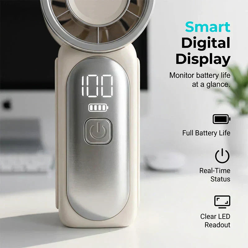 🌬️ LIMITED-TIME 49% OFF! ✨ Turbo Handheld Fan – LED Display, 6 Speeds, 3000mAh 🔋