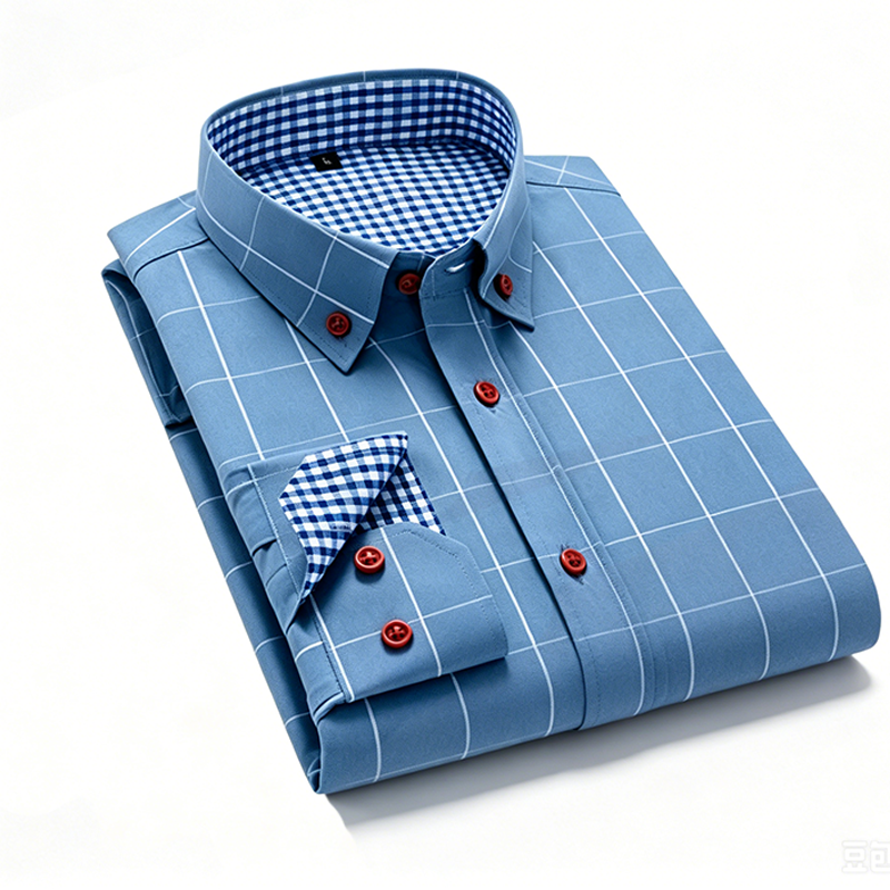 ๐49% OFF! โจMen's Modern Fit Windowpane Shirt โ Contrast Details, Button-Down, Premium Blend ๐
