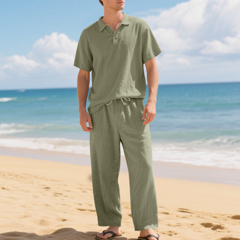 ๐ฅ Pro-Favorite Men's Casual Linen Blend Shirt and Pants Set โ Linen Blend โ Breathable โ๏ธ