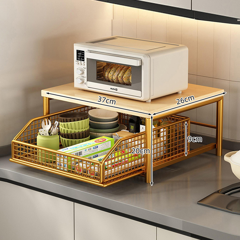 🏠2-Tier Kitchen Microwave Stand with Slide-Out Storage Drawer