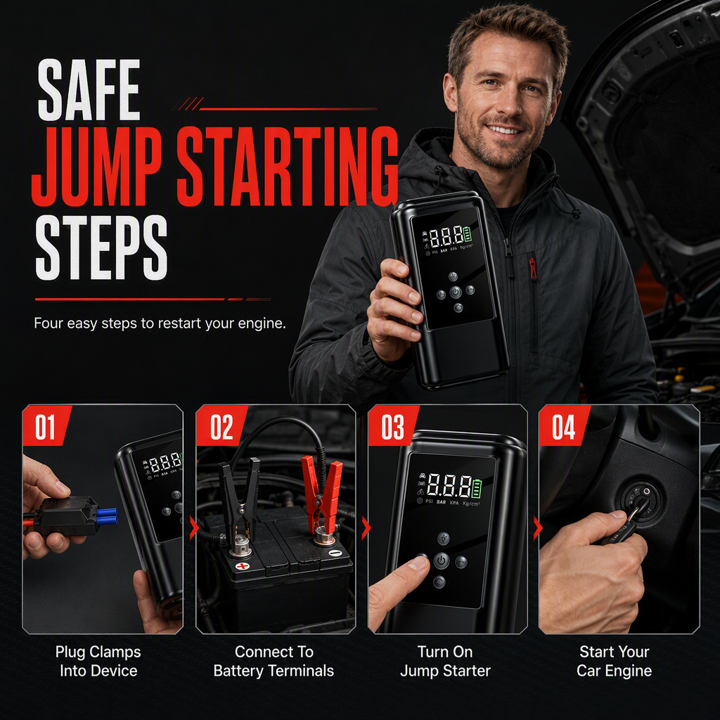 ⚡ LIMITED-TIME 49% OFF! ✨ Jump Starter & Tire Inflator – 600A Peak Current, LED Light, Portable Car Emergency Tool 🚗