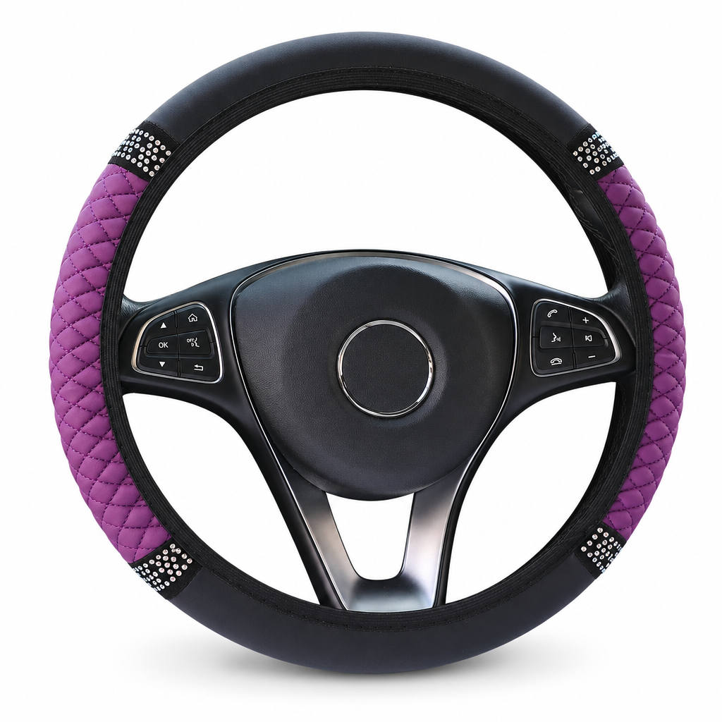 💎 LIMITED-TIME 49% OFF! ✨ Rhinestone Steering Wheel Cover – Sparkling, Quilted, Luxury 🚗