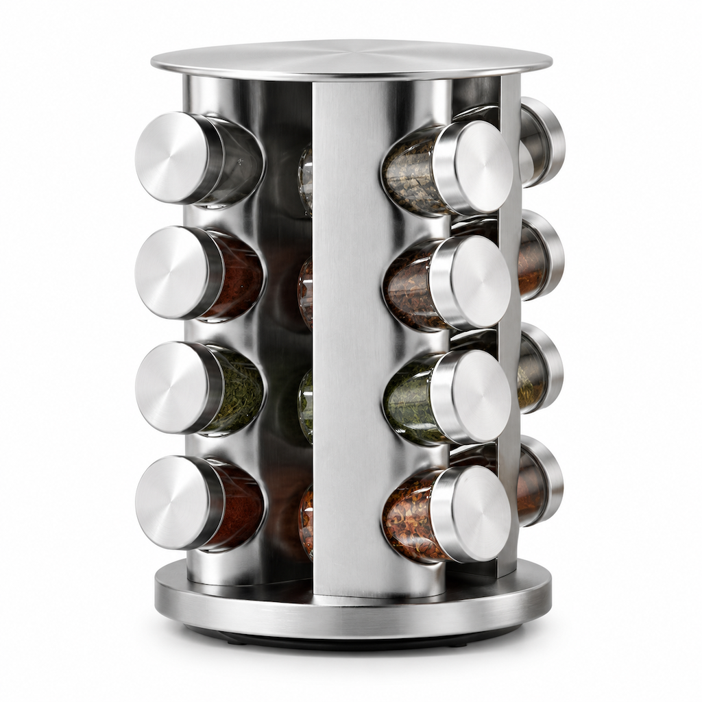 🔥49% OFF!!📢🍳 Stainless Steel 360° Rotating Spice Rack – Keep Every Seasoning Within Reach, Tidy Up Your Kitchen in Minutes ✨