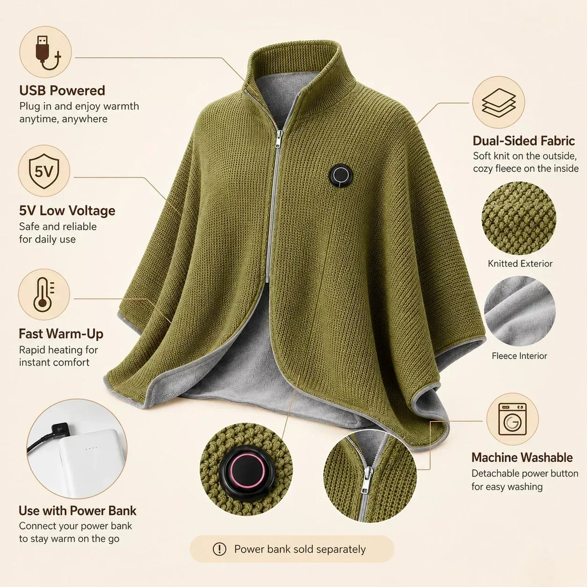 🔥49% OFF! ❄️ Stay Warm All Winter — Portable Electric Heated Blanket Shawl