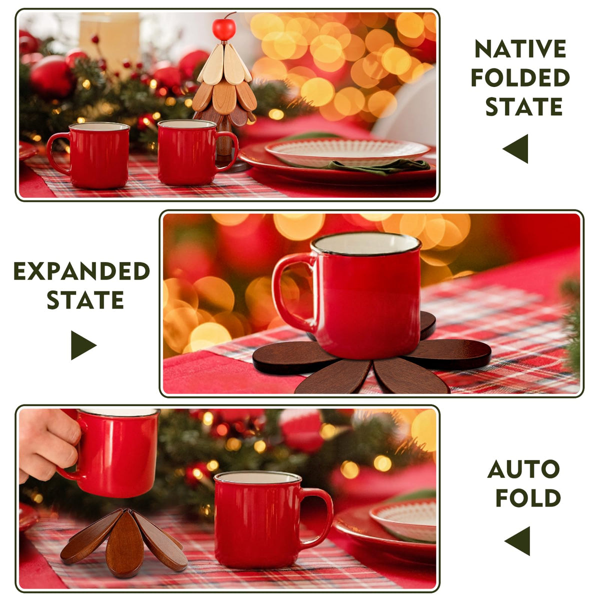 🎄 LIMITED‑TIME 49% OFF! 🔥 Natural Wooden Tree Trivets for Hot Dishes – Festive, Foldable, Durable ✨