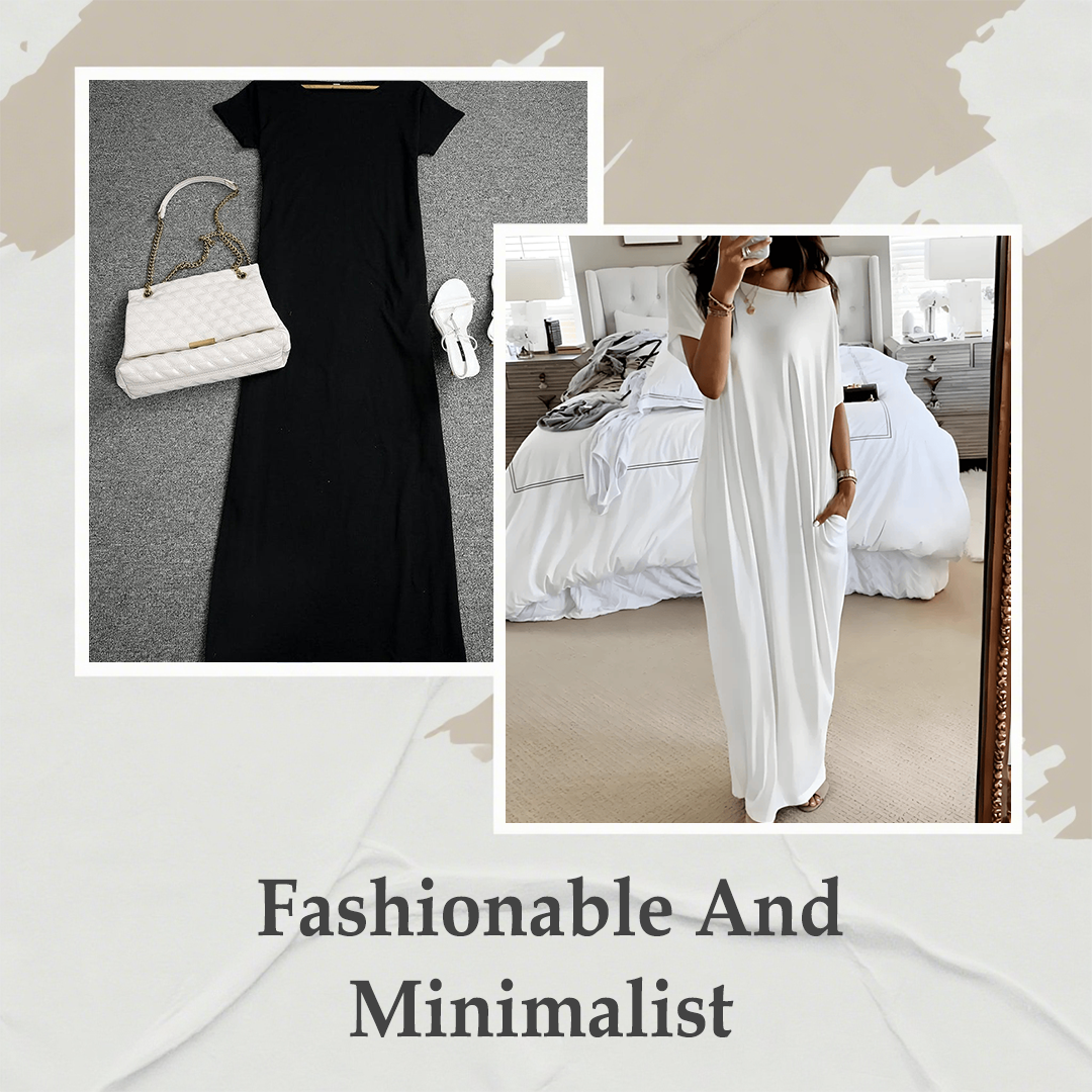 🔥💃Last Day Special Discount💃Women's Summer Casual Loose Solid Color Short-Sleeve Long Dress