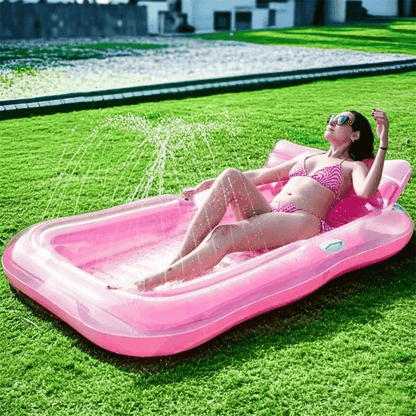 🥳2026 HOT SALE🥳💞50K+ SOLD!😎💦 49% OFF! Inflatable Tanning Pool Lounger – Smart spray cools you automatically. Detachable pillow, cup holders & safety handles. Holds 2 adults (350lb). Perfect for garden or beach! 🏖️🌞