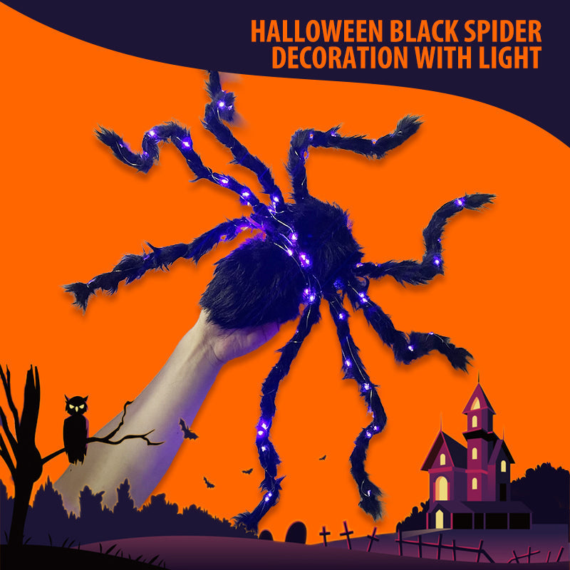 🎃Halloween Black Spider Decoration with Light🕷️