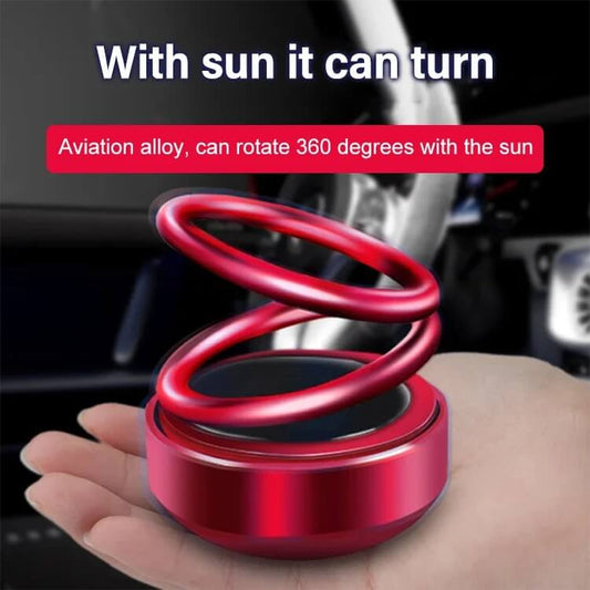 📢📢49% OFF !! ⏰Solar Rotating Double Ring Suspension Car Aromatherapy Ornament