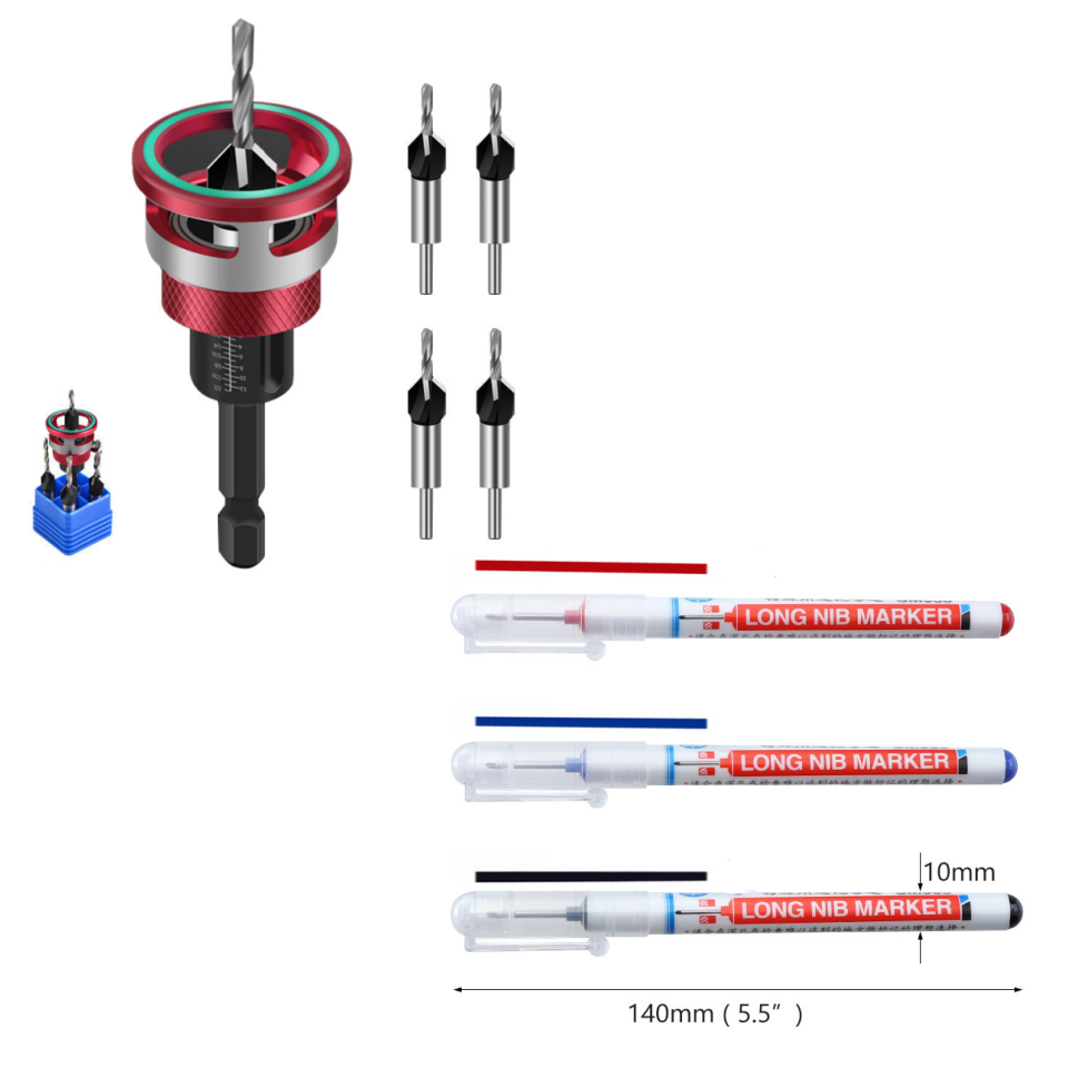 📢📢49% OFF !!!⏰4PCS Wood Countersink Drill Bit Set with Depth Stop