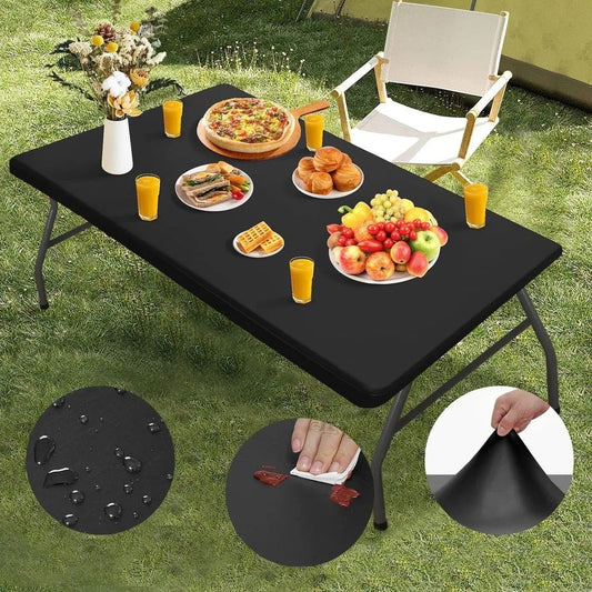 ✨ Sleek Look, Zero Creases – Reusable Spandex Table Cover for Dining & Garden