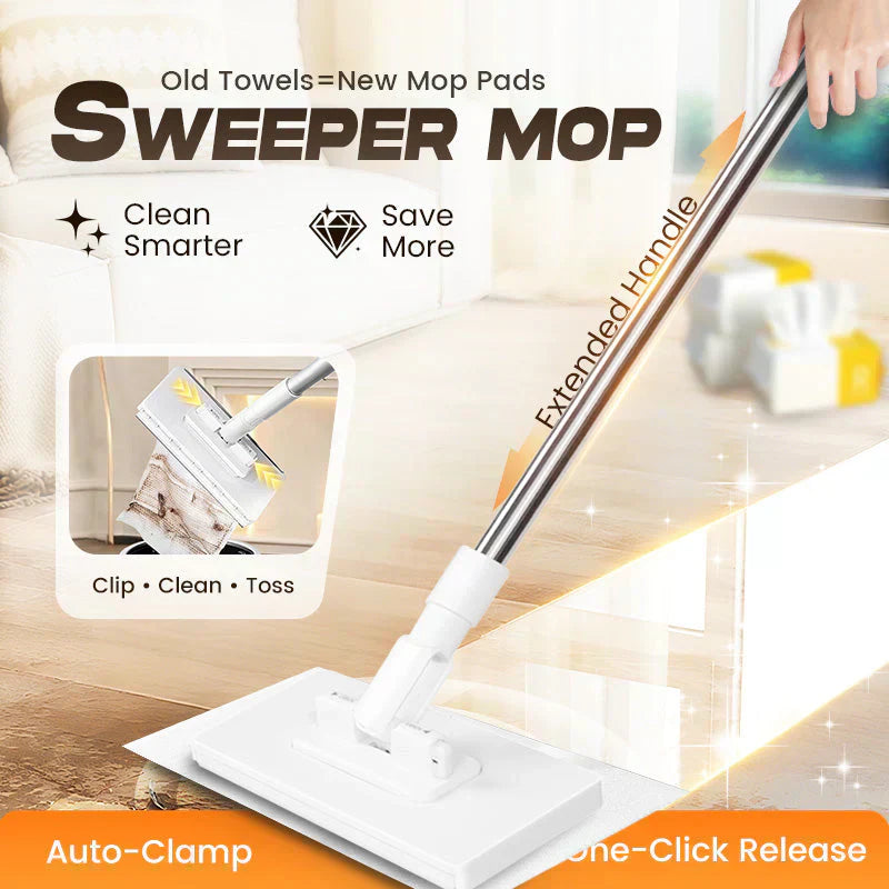 🔥 40% OFF!! ✨🧹🏆#1 Best Seller ⏰💕🌟Flat Mop with Stainless Steel Handle, come with Reusable Washable Mop Cloths