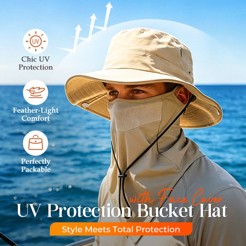 🧢 49% OFF NOW! ☀️ Ventilated Fisherman Hat with Removable Face Shield – 2-in-1 Design, Cooling Ice Silk & Adjustable Fit – 360° Sun Protection 🎣