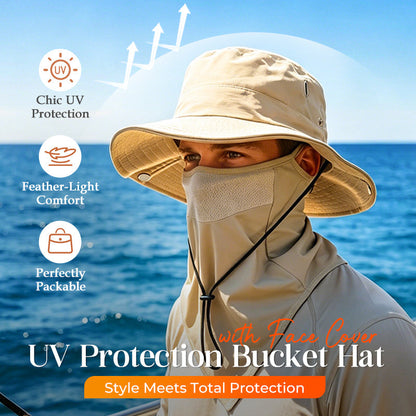 🧢 49% OFF NOW! ☀️ Ventilated Fisherman Hat with Removable Face Shield – 2-in-1 Design, Cooling Ice Silk & Adjustable Fit – 360° Sun Protection 🎣