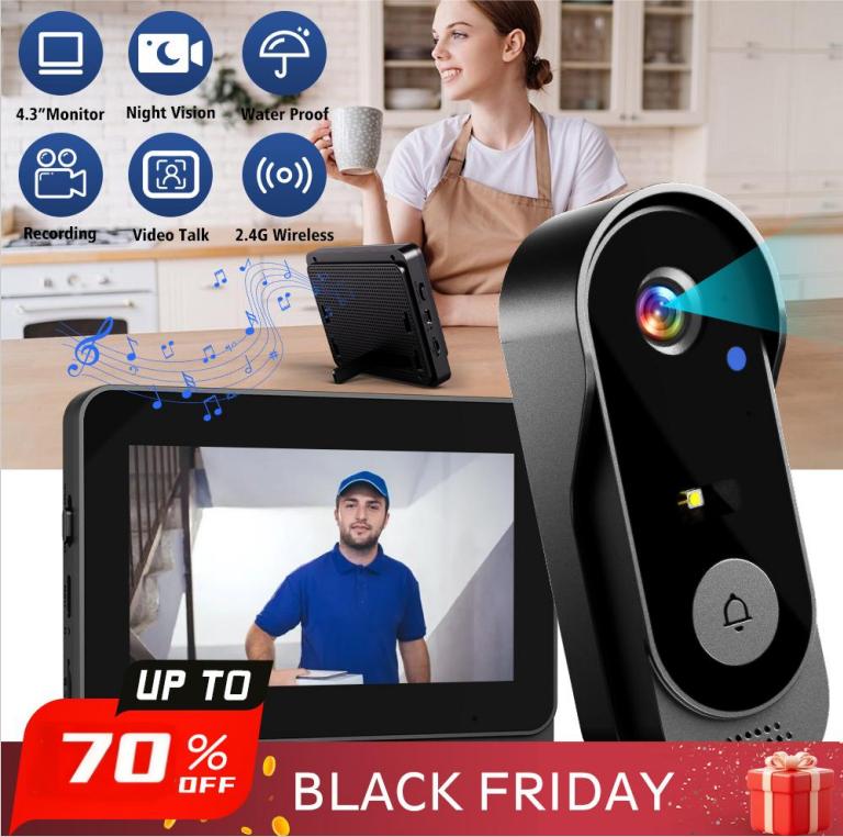 💐49% OFF ! Doorbell Camera with Screen – 4.3-Inch Display, Easy Setup 📱🔔