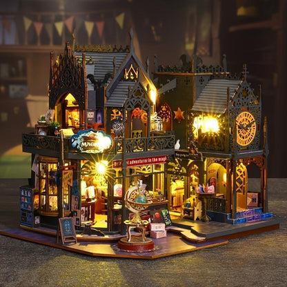 🏰3D Wooden Puzzle, Wooden Handmade Puzzle, 1 Set DIY Book Nook Kit, DIY Model Kit, 3D Desktop Decoration Ornament, DIY Model Kit for Bookshelf Decoration, Crafts