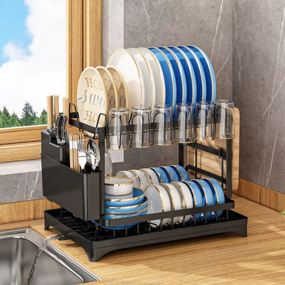 🔥 40% OFF🍽️ Premium 2-Tier Dish Rack – Maximize Drying Space, Sleek Stainless Steel, Stylish Kitchen Upgrade ✨🏠