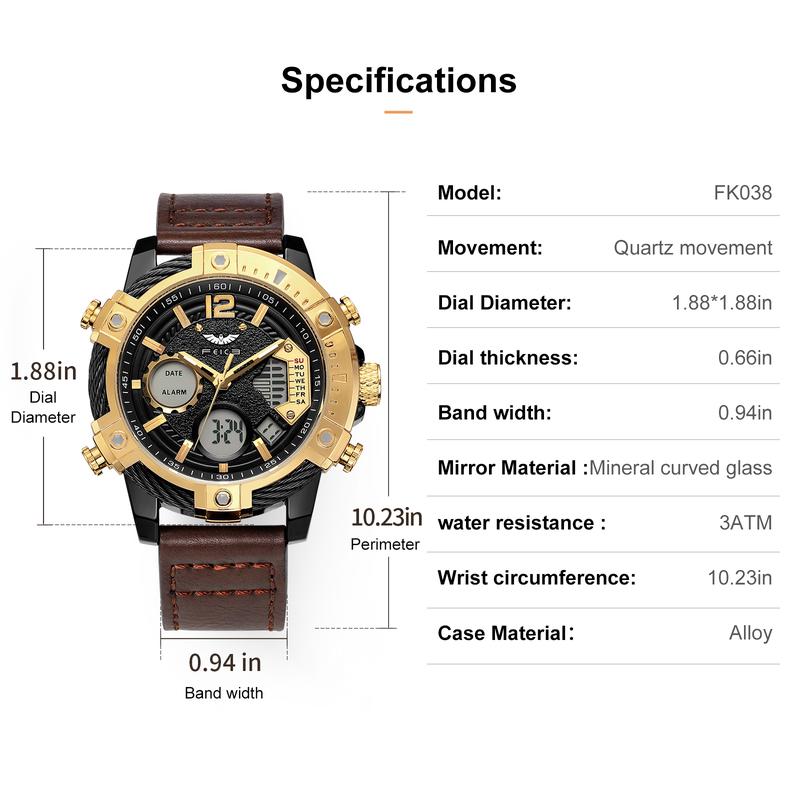 ⌚ LIMITED‑TIME 49% OFF! ⚡Multifunctional Dual Display 3ATM Waterproof Men's Quartz Sports Watch – Rugged, Stylish, Practical ✨