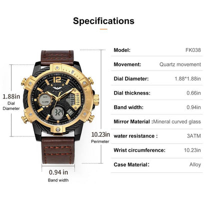 ⌚ LIMITED‑TIME 49% OFF! ⚡Multifunctional Dual Display 3ATM Waterproof Men's Quartz Sports Watch – Rugged, Stylish, Practical ✨