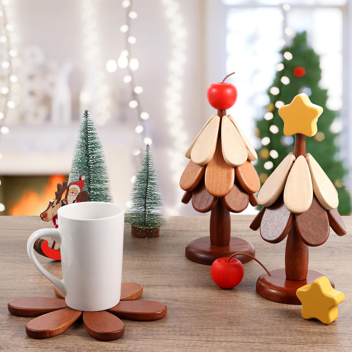 🎄 LIMITED‑TIME 49% OFF! 🔥 Natural Wooden Tree Trivets for Hot Dishes – Festive, Foldable, Durable ✨