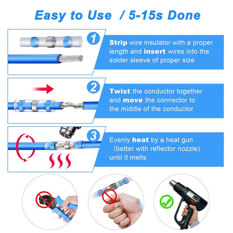 ⏰Haisstronica Solder-Seal Wire Connectors - Waterproof heat-shrink connectors with a self-soldering function