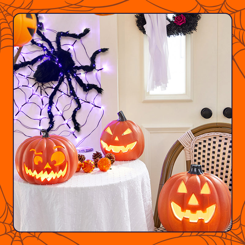 🎃Halloween Black Spider Decoration with Light🕷️