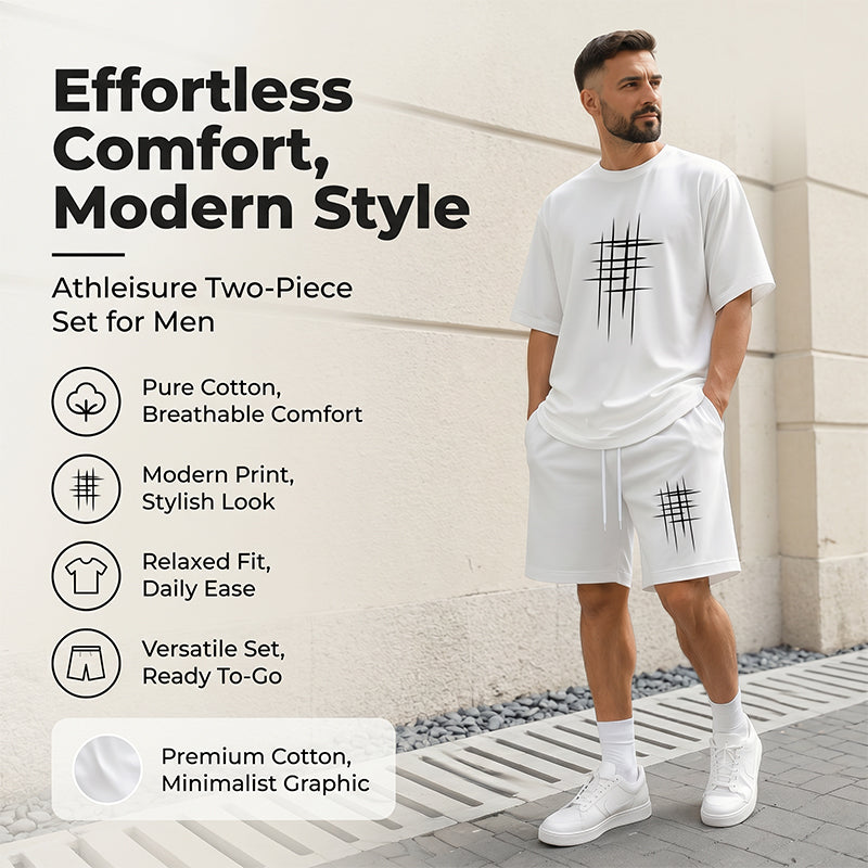 👕Men's Casual Top & Shorts 2-Piece Set – Loose Fit, Breathable & Fade-Resistant Graphic Print 😎👕