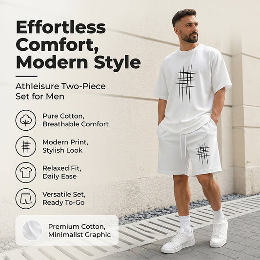👕Men's Casual Top & Shorts 2-Piece Set – Loose Fit, Breathable & Fade-Resistant Graphic Print 😎👕