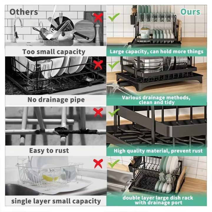 🔥 40% OFF🍽️ Premium 2-Tier Dish Rack – Maximize Drying Space, Sleek Stainless Steel, Stylish Kitchen Upgrade ✨🏠