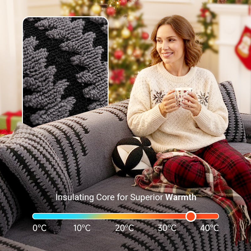 🔥49% OFF!!📢🎁 Soft Plush Non-Slip Couch Cover – Thick Striped Winter-Friendly Sofa Protector 🛋️✨