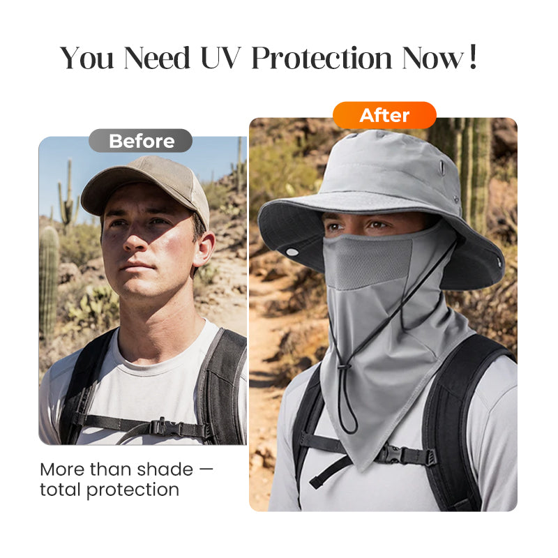 🧢 49% OFF NOW! ☀️ Ventilated Fisherman Hat with Removable Face Shield – 2-in-1 Design, Cooling Ice Silk & Adjustable Fit – 360° Sun Protection 🎣