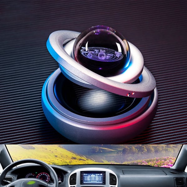 📢📢49% OFF !! ⏰Solar Rotating Double Ring Suspension Car Aromatherapy Ornament