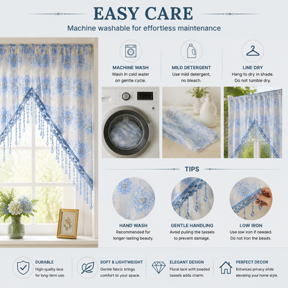 🌸Lace Short Door Curtain with Tassels
