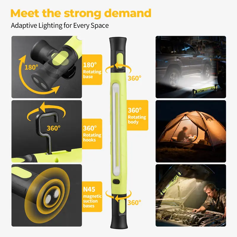 📢📢49% OFF !! ⏰3000LM LED Work Light – Magnetic + hook, 5200mAh battery, 360° rotation. Type‑C fast charge. Bright as day anywhere! 🔋✨