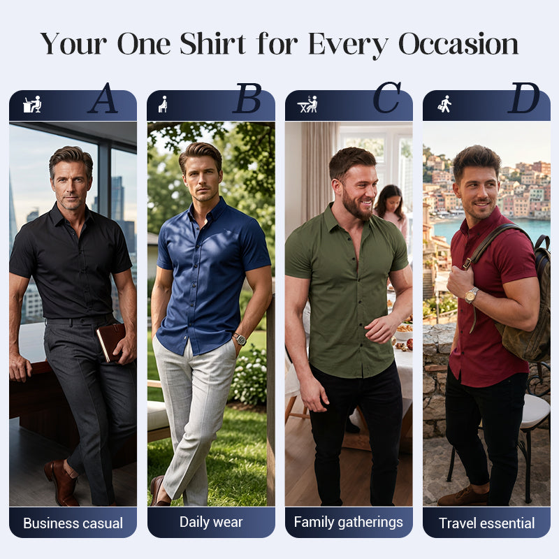 🏖️Summer cool-down deal: just £15.99! 😎  Men's Non-Iron Shirts – Wrinkle-Free, Comfortable All Day & Perfect for Business or Casual👔✨