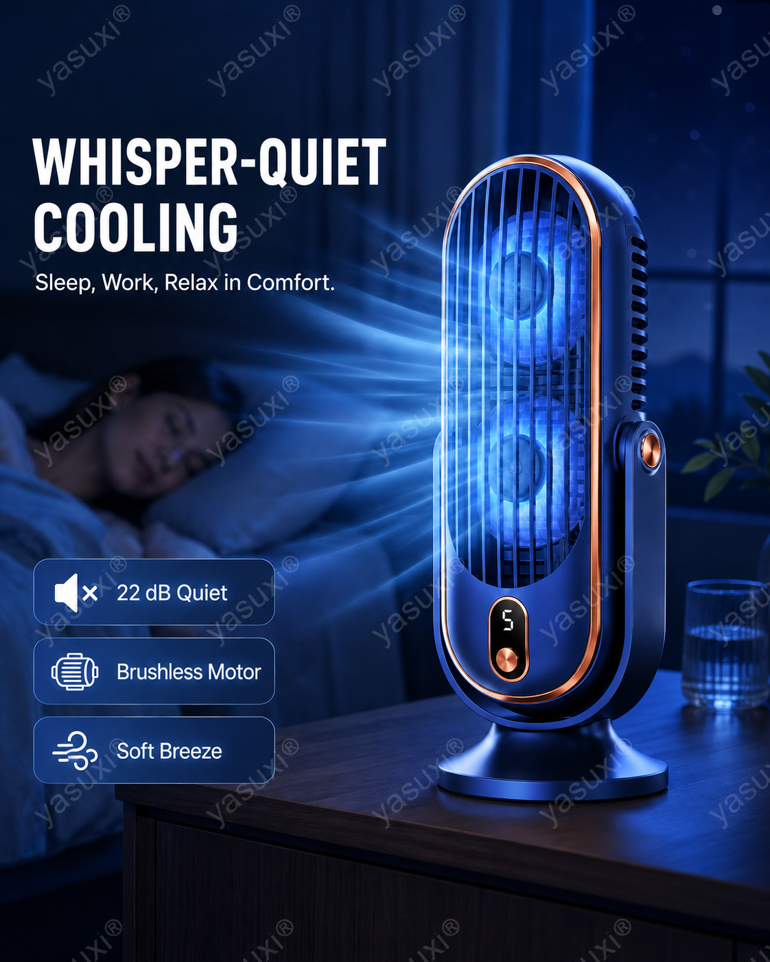 🥳2026 HOT SALE🥳💞50K+ SOLD!💨🌙 49% OFF! Portable Table Fan – 5 speeds, ultra‑quiet, gentle breeze. Perfect for bedroom or office. Stay cool without noise! 😴✨