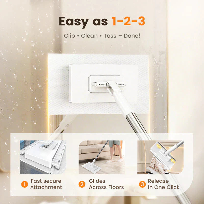 🔥 40% OFF!! ✨🧹🏆#1 Best Seller ⏰💕🌟Flat Mop with Stainless Steel Handle, come with Reusable Washable Mop Cloths