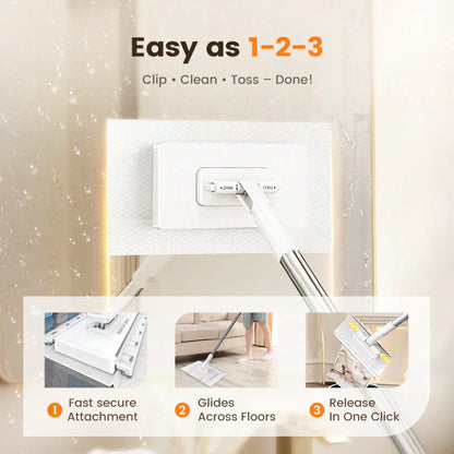 🔥 40% OFF!! ✨🧹🏆#1 Best Seller ⏰💕🌟Flat Mop with Stainless Steel Handle, come with Reusable Washable Mop Cloths