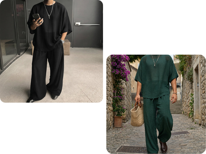 🎁2026 New Arrivals 49% OFF💥Men's T-Shirt & Wide-Leg Pants 2-Piece Set