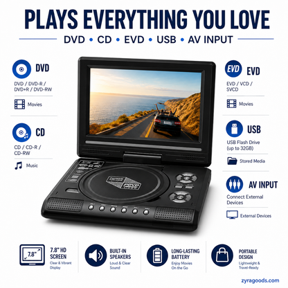 📺 49% OFF | 7.8" HD Portable DVD Player – Your Pocket Cinema Anywhere! 🍿