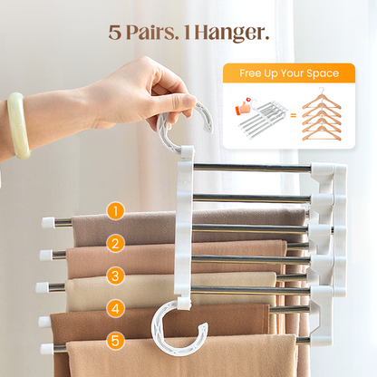 💗Special Offer Now!— Household Multifunctional Telescopic Folding Multi-layer Pants Storage Rack
