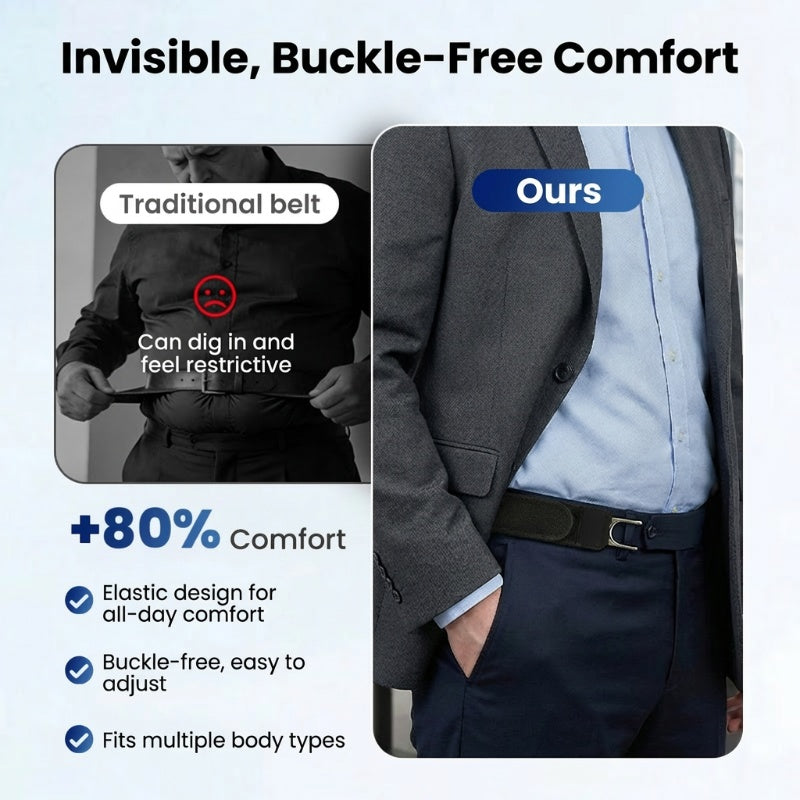 👖Last Day Special Price £8.99!!👍✨ No-Buckle Elastic Belt for Men & Women – Adjustable, Stretchable & Invisible Fit